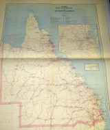 1888 VERY LARGE DETAILED MAP QUEENSLAND. RAILWAY, TELEGRAPH, POSTAL, RAINFALL.