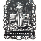 c1935 EX LIBRIS WOODCUT by ADRIAN FEINT for FAMOUS WRITER ETHEL TURNER CURLEWIS