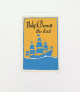 c1950 HIS BOOK (EX LIBRIS) LINO CUT by JOHN ALLCOT for PHILIP N BARNETT.