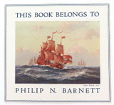 c1950 THIS BOOK BELONGS (EX LIBRIS) BLOCK PRINT by J ALLCOT for PHILIP BARNETT.