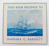 c1950 THIS BOOK BELONGS (EX LIBRIS) BLOCK PRINT by J ALLCOT for BARBARA BARNETT
