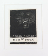c1930 HIS BOOK (EX LIBRIS) WOOD CUT by WILL MAHONY for COLIN FARIS.