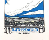 c1940 EX LIBRIS LINO CUT by PERROTTET for RUTH-PENFOLD, AND SOARING EVER SINGEST