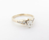 Vintage 0.42ct Marquise & Brilliant Cut Diamond 14k Gold Ring Size K Val $4320