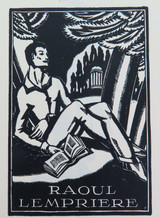 1930s 2 BOOKPLATES FROM ORIGINAL ADRIAN FEINT WORKS ex MANUSCRIPTS MAGAZINE.