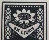 1930s EX LIBRIS BOOKPLATE FROM ORIGINAL ADRIAN FEINT WORK ex MANUSCRIPTS MAG.