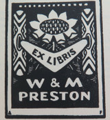 1930s EX LIBRIS BOOKPLATE FROM ORIGINAL ADRIAN FEINT WORK ex MANUSCRIPTS MAG.