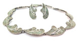 Fabulous Vintage Mexican Sterling Silver Inlaid Stone Necklace & Earring Set