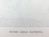 c1886 ANTIQUE ENGRAVING BOOKPLATE “MAORI GIRLS BATHING”.