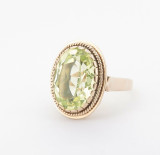 Vintage Synthetic Green Spinel Set 18K Yellow Gold Dress Ring Size N Val $3960