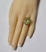 Vintage Synthetic Green Spinel Set 18K Yellow Gold Dress Ring Size N Val $3960