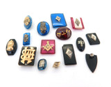 Interesting Job Lot Vintage Masonic Emblem Inserts Gold Diamonds Onyx 12.3g
