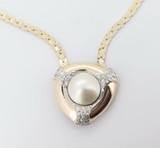 Vintage Mabe Pearl & Diamond Set 14k Gold Pendant & Chain 17.10g Val $5630