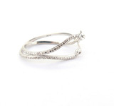 Stylish Sculptural Sterling Silver & Diamond Long Hoop Earrings 2.7g