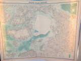 1922 RARE LARGE MAP of THE NORTH POLE REGION. GREAT CONDITION.