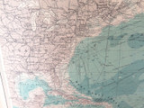 1922 SCARCE LARGE MAP of THE NORTH ATLANTIC OCEAN + SHIPPING ROUTES. VERY NICE!