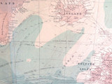 1922 SCARCE LARGE MAP of THE NORTH ATLANTIC OCEAN + SHIPPING ROUTES. VERY NICE!