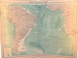 1922 SCARCE LARGE MAP of THE SOUTH ATLANTIC OCEAN + SHIPPING ROUTES. VERY NICE!