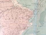1922 SCARCE LARGE MAP of THE SOUTH ATLANTIC OCEAN + SHIPPING ROUTES. VERY NICE!