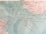 1922 SCARCE LARGE MAP of THE SOUTH ATLANTIC OCEAN + SHIPPING ROUTES. VERY NICE!