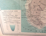1922 SCARCE LARGE MAP of THE SOUTH ATLANTIC OCEAN + SHIPPING ROUTES. VERY NICE!