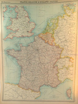 1922 SCARCE LARGE POLITICAL MAP of “FRANCE, BELGIUM & HOLLAND". VERY NICE!