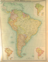 1922 SUPERB SCARCE LARGE MAP of “SOUTH AMERICA - POLITICAL". VERY NICE!