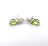 Dainty Sterling Silver Peridot & Sparkling CZ Stud Earrings 1.2g