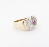 A Ruby & Diamond Retro Cluster 14K Gold Ladies Dress Ring Size L Val $3950