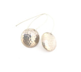 Funky Sterling Silver hammered Effect Disc Long Earrings 4.6g