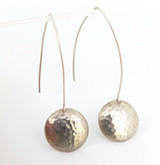 Funky Sterling Silver hammered Effect Disc Long Earrings 4.6g