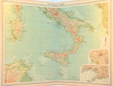 1922 SUPERB SCARCE LARGE MAP of SOUTHERN ITALY. VERY NICE!