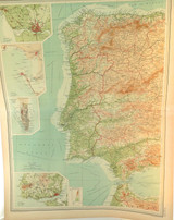 1922 SUPERB SCARCE LARGE MAP of SPAIN & PORTUGAL - WESTERN SECTION. VERY NICE!
