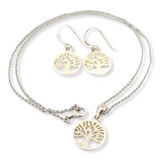 Delightful Sterling Silver Tree of Life Pendant & Earring Set 7.3g