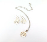 Delightful Sterling Silver Tree of Life Pendant & Earring Set 7.3g