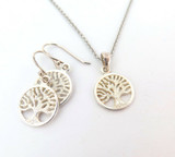 Delightful Sterling Silver Tree of Life Pendant & Earring Set 7.3g
