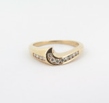 A 14k Yellow Gold Diamond Set Contoured Ladies Ring Size J Val $1830