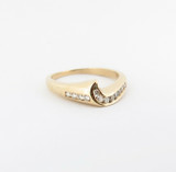 A 14k Yellow Gold Diamond Set Contoured Ladies Ring Size J Val $1830