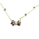 Vintage Amethyst & Diamond Set 18k Yellow Gold Necklace 42cm 13.4g Val $6170
