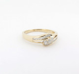 A 18k Yellow Gold Diamond Set Crossover Ladies Ring Size S Val $2980