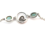Pretty Vintage Sterling Silver Wave Symbol & Larimar set Bracelet 3g