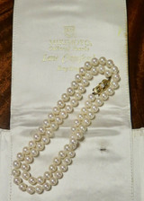 Vintage 76 x 6.5-6.9mm Mikimoto Akoya Cultured Peal Necklace 18K Clasp