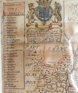 RARE 100% GENUINE 1671 HANDCOLOURED MAP OF WILTSHIRE, UK with GLOCESTER HUNDREDS