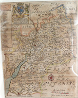 RARE 100% GENUINE 1671 HANDCOLOURED MAP OF WILTSHIRE, UK with GLOCESTER HUNDREDS