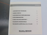 2005 BAUME & MERCIER QUARTZ LARGE INSTRUCTIONS / GUARANTEE BOOKLET