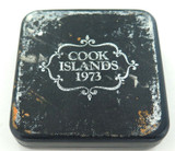 1973 COOK ISLANDS .925 SILVER $2 COIN / ORIGINAL BOX. 38MM 25.8G SLIGHTLY TONED