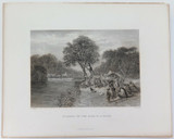 c1873 ORIGINAL STEEL ENGRAVING “DIGGERS ON THE ROAD TO A RUSH”, S PROUT SKETCH.