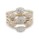 WOW 1.15ct Diamond Cluster 18K Tri Gold Cocktail Ring Size P1/2 Val $7850