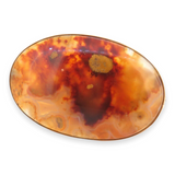 Beautiful Antique 9ct Yellow Gold Mounted Polished Agate Landscape Brooch 9.5g