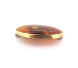 Beautiful Antique 9ct Yellow Gold Mounted Polished Agate Landscape Brooch 9.5g